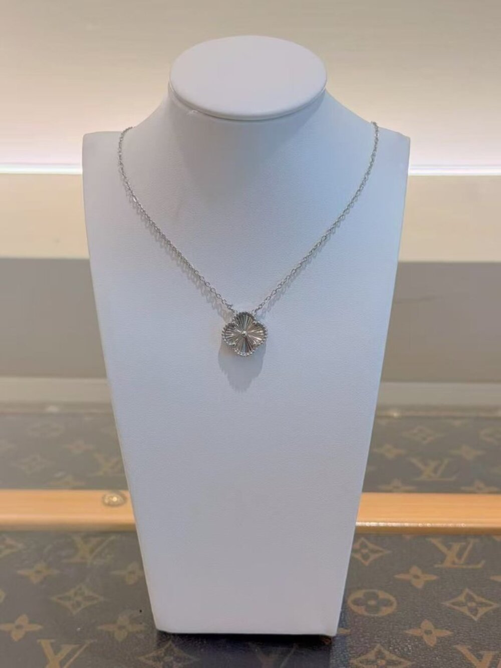 Silver Tone Floral Pendant Necklace, Minimalist Flower Charm Necklace